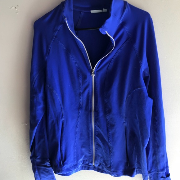 blue workout jacket